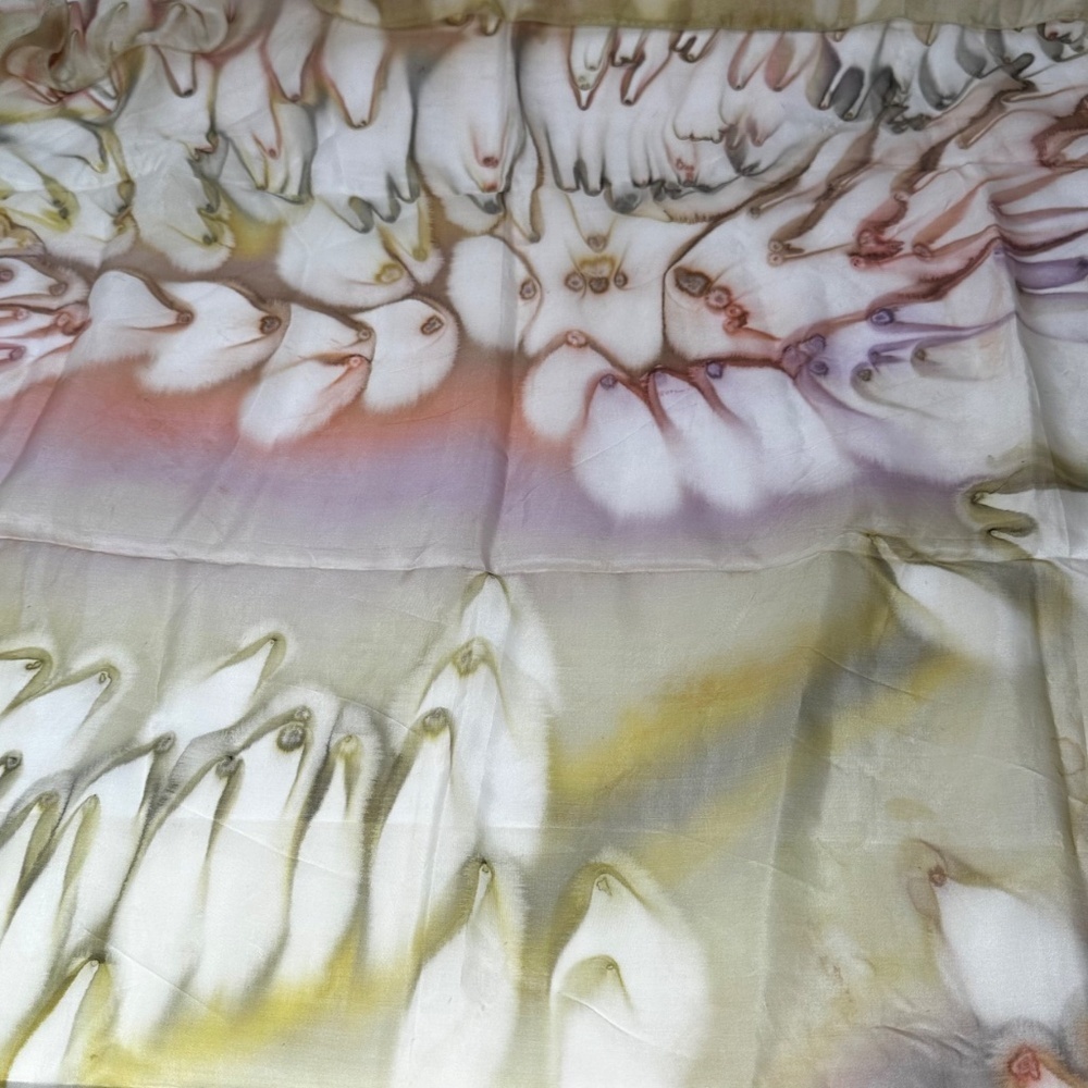 Vintage 34” Hand-Painted Style Silk Feel Square Scarf Watercolor - Picture 4 of 5